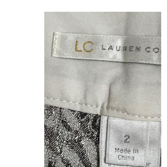 Silver Gray Metallic Trouser Shorts LC Lauren Conrad 2 Preppy Dressy Brocade - Picture 3 of 5